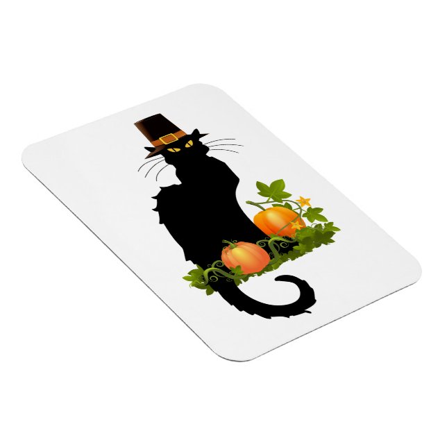 Ímã Le Chat Noir Thanksgiving and Pilgrim Turkey (Lado Direito)