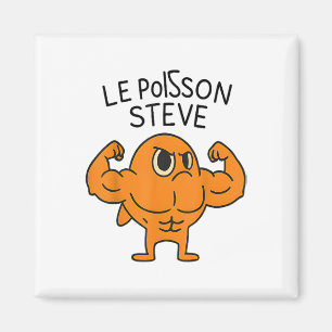 Imã Le Poisson Steve Funny Muscular Fish Cartoon