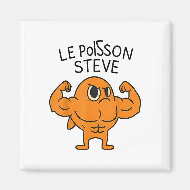 Imã Le Poisson Steve Funny Muscular Fish Cartoon (Frente)