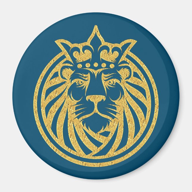 Imã Leão com Coroa - Estilo Dourado 4 (Frente)