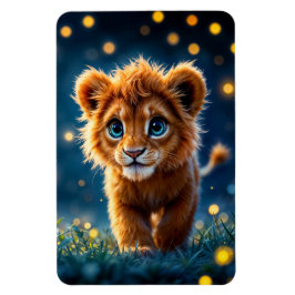 Ímã Leão de bebê mágico caminhando em uma noite de fan