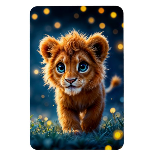 Ímã Leão de bebê mágico caminhando em uma noite de fan (Vertical)