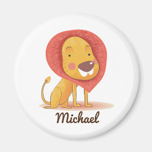 Imã Leão de LARANJA AMARELO Bonito Personalizável