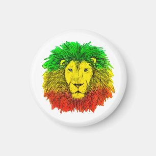 Imã Leão de rasto vermelho-amarelo, desenho da Jamaica