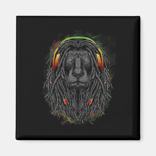 Imã Leão Rasta Negro Com Pentes - Mostre Seu Orgulho (Frente)