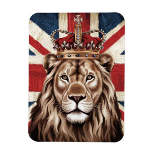 Ímã Leão Vestindo uma bandeira britânica coroa