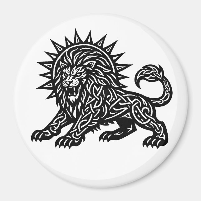 Imã Leão Zodíaco Sol‑Crina Leão | BurnsInHell (Frente)