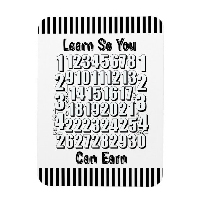 Ímã Learn So You Can Earn Numbers Refrigerator  (Vertical)