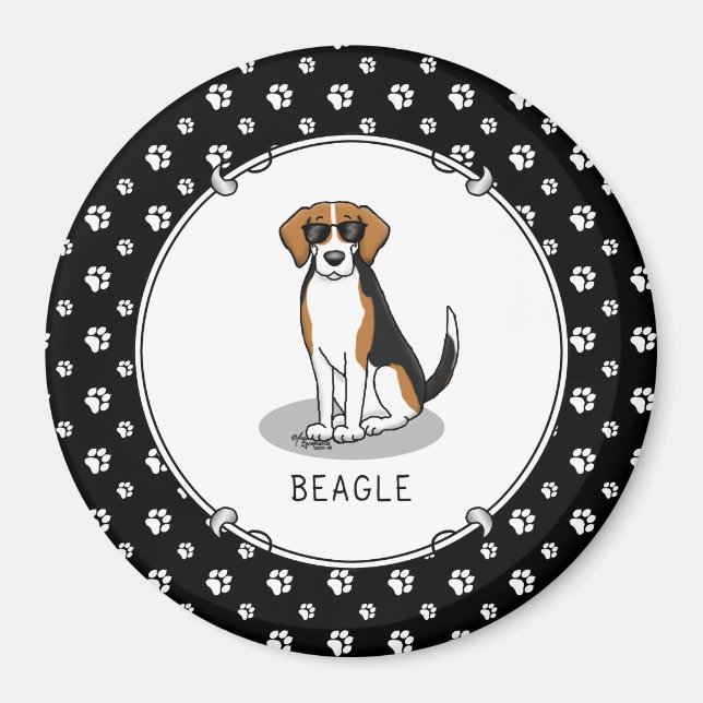 Imã Legal Beagle com óculos de sol (triz cor 3) Engraç (Frente)