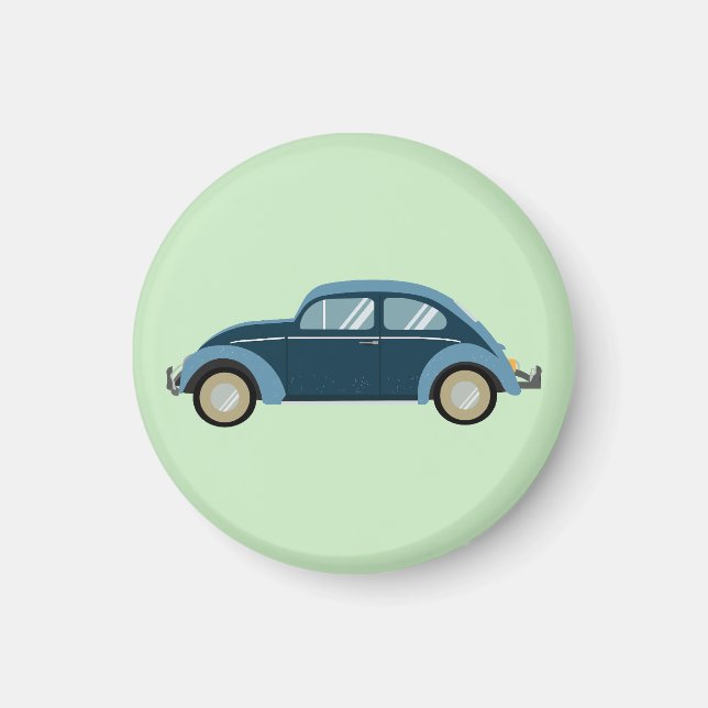 Imã legal carro retrô azul com algemas (Frente)