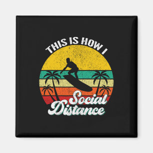 Imã Legal Divertido Retro Pôr do Sol Vintage Surfe Sur