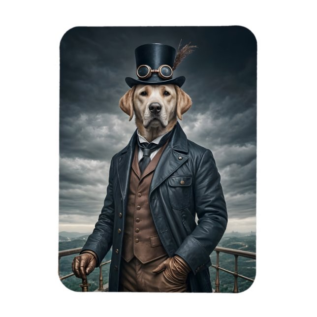 Ímã Legal Elegante Victoriana Steampunk Labrador Dog A (Vertical)