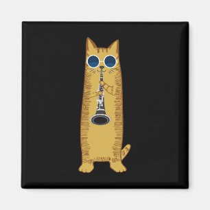 Imã Legal Gato A Tocar O Hipster Hippy Clarinet Design