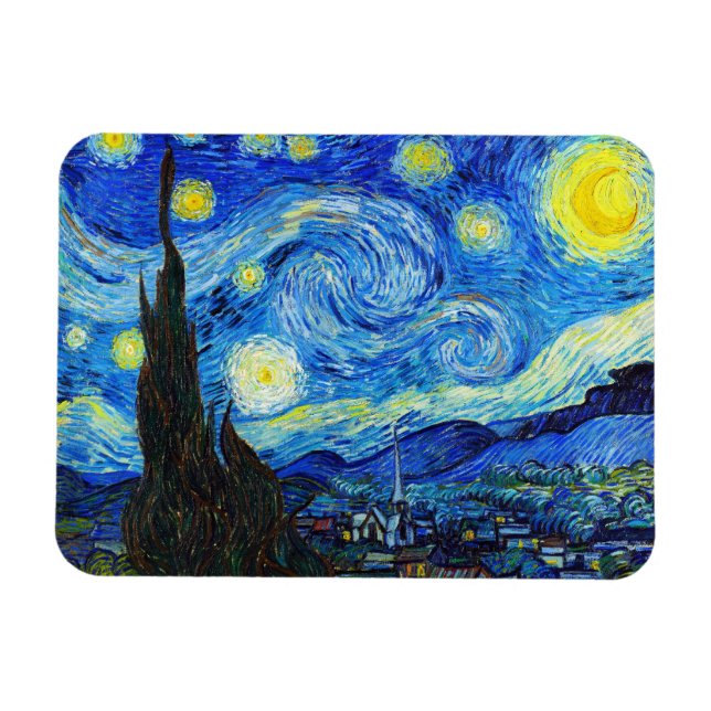 Ímã Legal noite estelar pintura de Vincent Van Gogh (Horizontal)