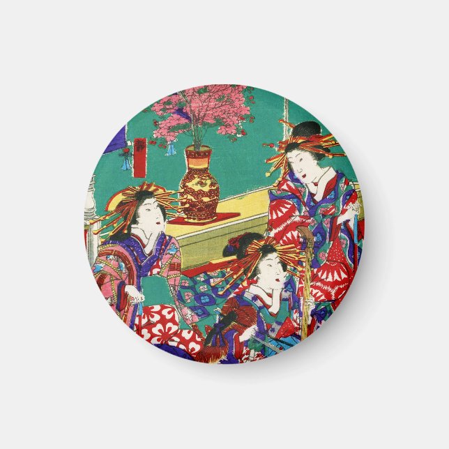Imã Legal pinagem japonesa ukiyo-e geisha moça art (Frente)