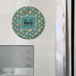 Imã Legal pizza fatias vintage feal padrão Monograma