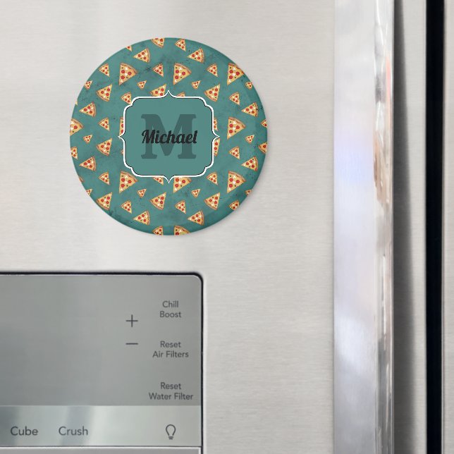 Imã Legal pizza fatias vintage feal padrão Monograma (In Situ (Fridge))