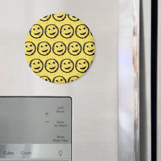 Imã Legal Sleep Happy Smiling padrão facial amarelo (In Situ (Fridge))