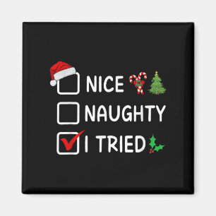 Imã Legal Travesso Eu Tentei Lista de Natal Chapéu do