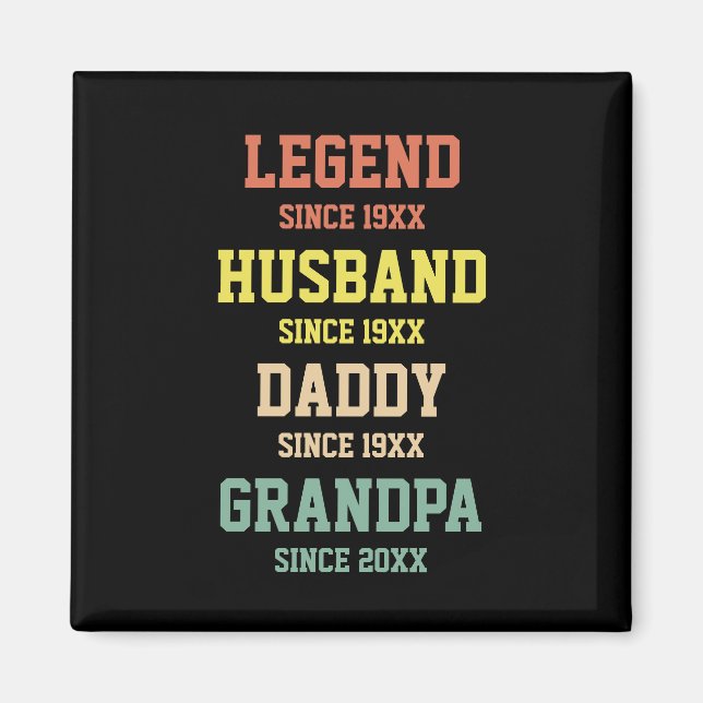 Imã Legenda Retro Personalizada Avô Pai Marido (Frente)