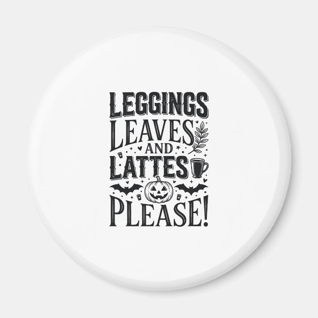 Imã Leggings Folhas Lattes Halloween Outono Desenho Ca (Frente)