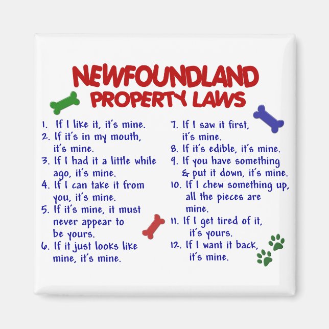Imã Lei de propriedade da NEWFOUNDLAND 2 (Frente)