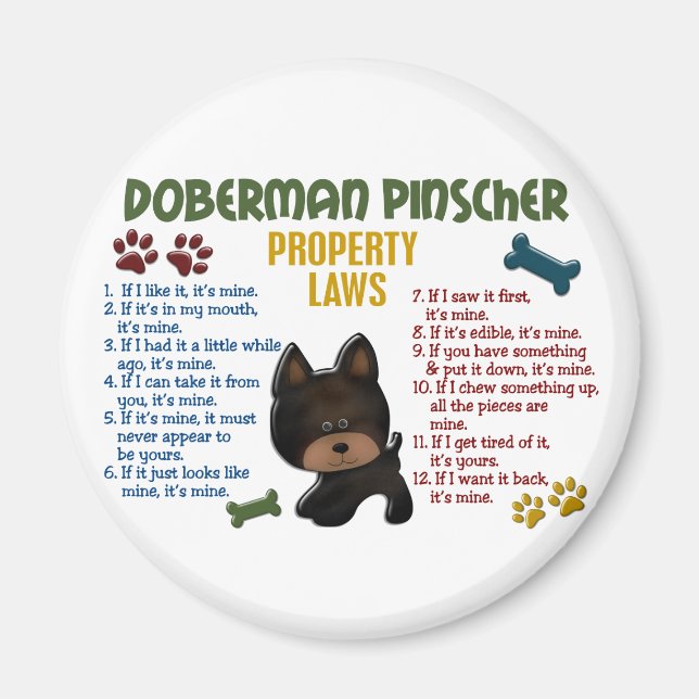 Imã Lei de Propriedade Doberman Pinscher 4 (Frente)