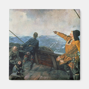 Imã Leif Eriksson observa a terra em América, 1893
