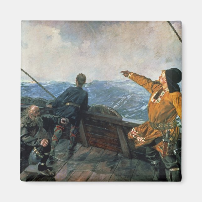Imã Leif Eriksson sights land na América, 1893 (Frente)