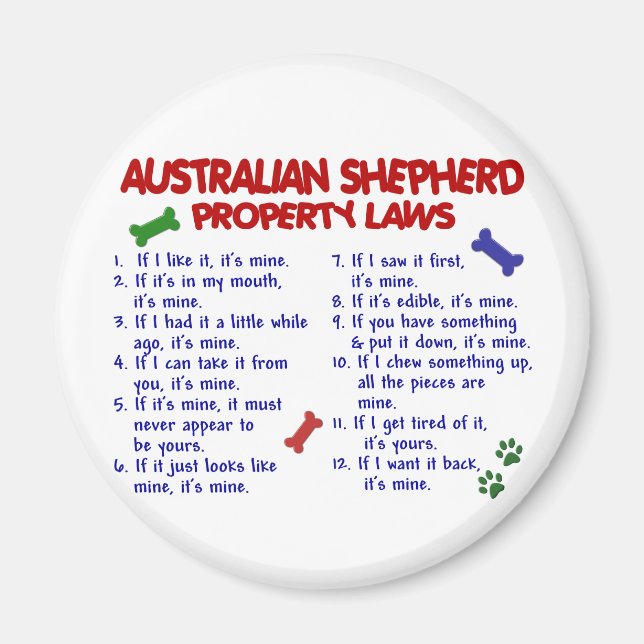 Imã Leis de propriedade AUSTRALIANAS SHEPHERD 2 (Frente)