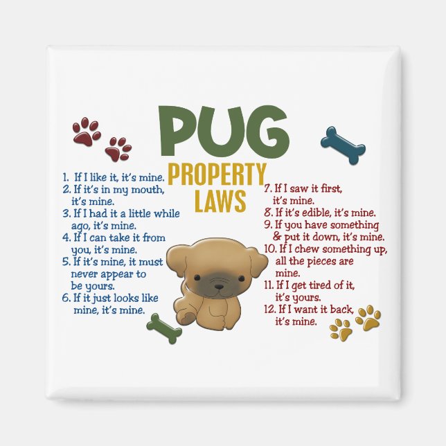 Imã Leis de Propriedade de Pug 4 (Frente)