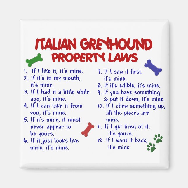 Imã Leis de propriedade GREYHOUND ITALIANAS (Frente)