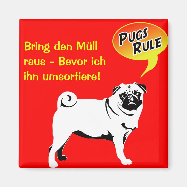 Imã Leis do Mops / ímã de cachorro (Frente)