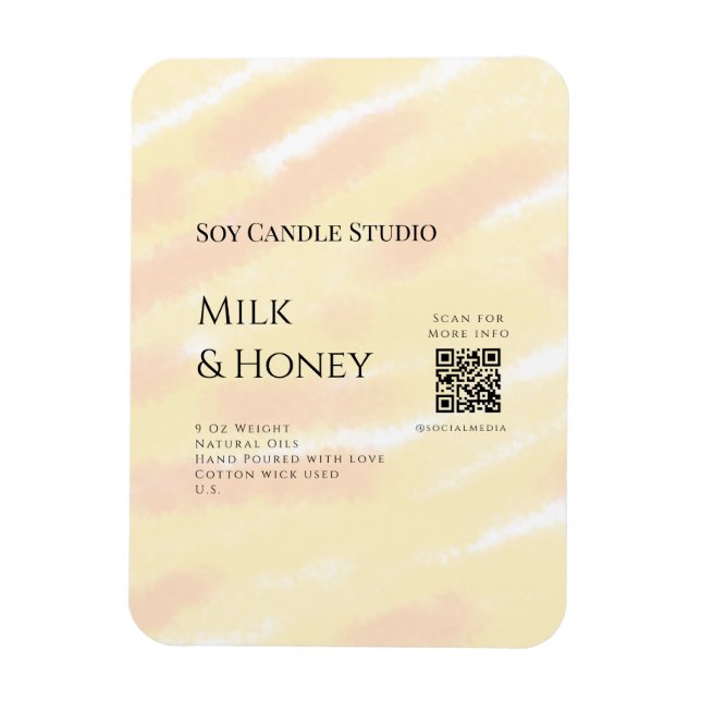 Ímã Leite mel soja negócio adicionar q r código tex (Vertical)