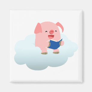 Imã Leitor bonito do porco dos desenhos animados no