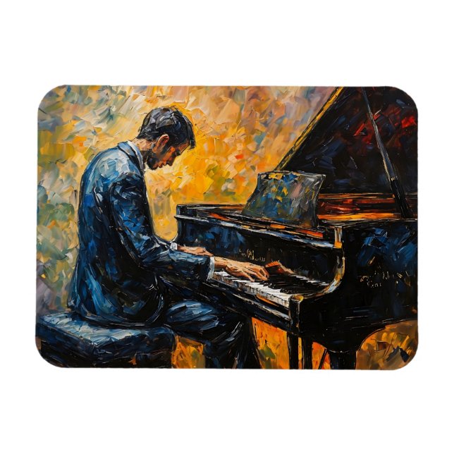 Ímã Leitor de Piano - Pintura de Óleo (Horizontal)