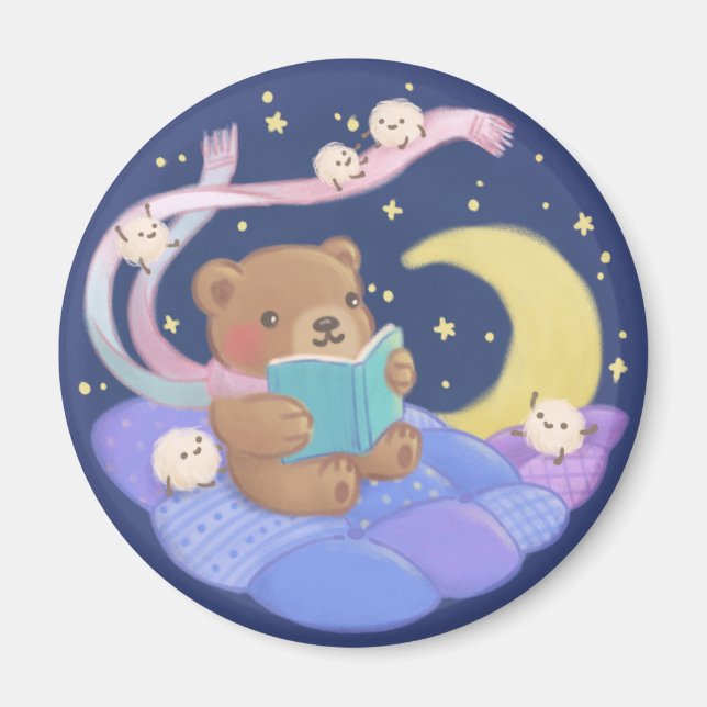 Imã Leitura de Urso de Teddy com Ilustração de Monstro (Frente)