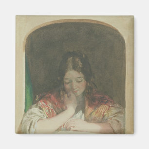 Imã Leitura em uma janela, século XIX da menina