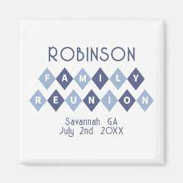 Imã Lembrança Colorida Moderna Azul da Festa de Reuniã