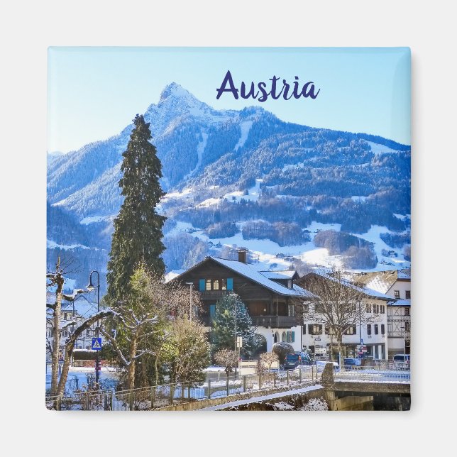 Imã Lembrança da Áustria Vorarlberg no Inverno (Frente)