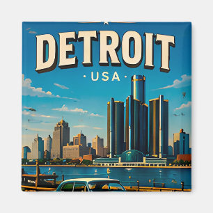 Imã Lembrança da Silhueta de Detroit Michigan 
