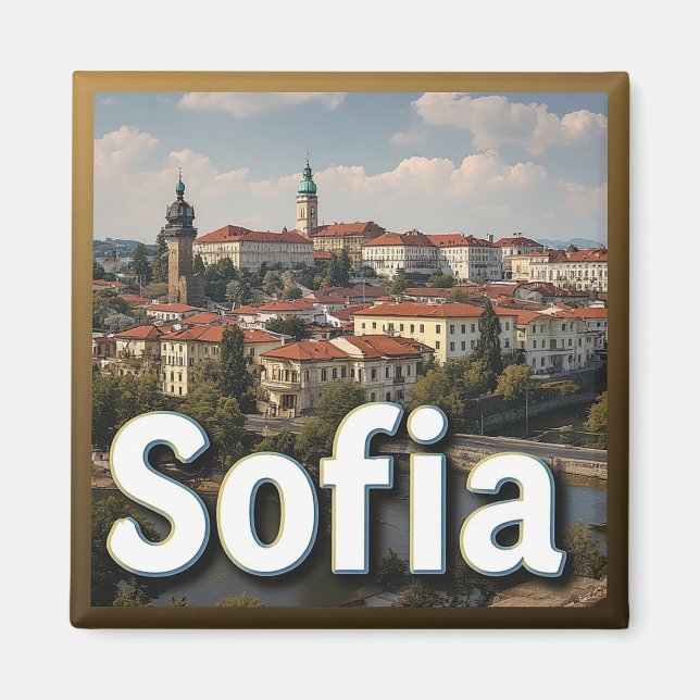 Imã 🧲 Lembrança das Férias em Sófia para Viajantes do (Frente)
