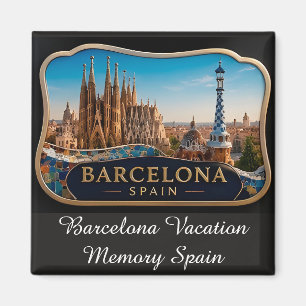 Imã 🧲 Lembrança de Férias do Horizonte de Barcelona E