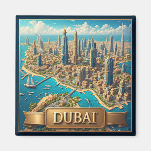 Imã 🧲 Lembrança de Férias do Horizonte de Dubai 🌇