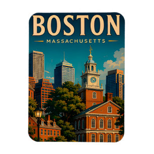Ímã Lembrança de Férias em Boston Massachusetts