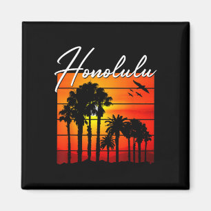 Imã Lembrança de Férias em Honolulu Havaí Pôr do Sol d