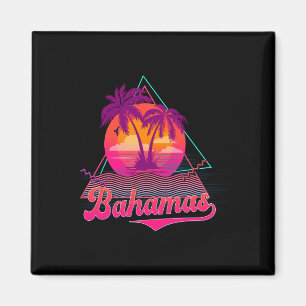 Imã lembrança de praia das Bahamas férias retrô anos 8
