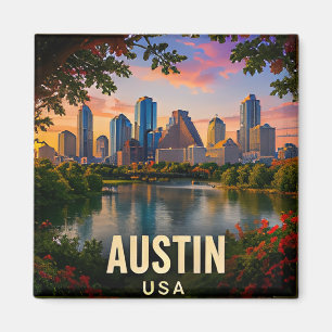 Imã Lembrança de viagem da frente do rio de Austin Tex