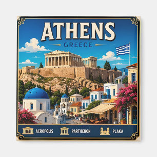 Imã 🧲 Lembrança de Viagem de Atenas Grécia Para Fotos