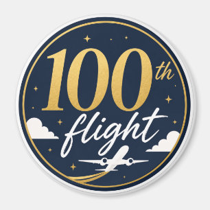 Imã lembrança de viagem de avião de ouro do 100º voo